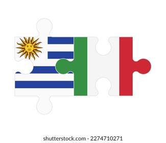Connected puzzle of flags of Uruguay and Italy, vector