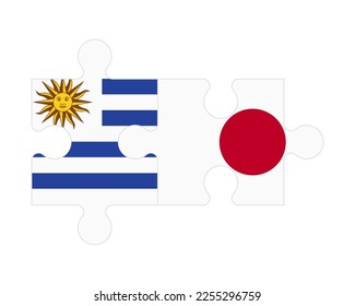 Verbundenes Rätsel der Flaggen Uruguays und Japans, Vektorgrafik