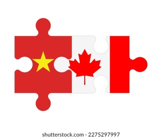 Connected puzzle of flags of Vietnam and Canada, vector