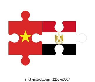 Connected puzzle of flags of Vietnam and Egypt, vector