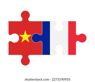 Connected puzzle of flags of Vietnam and France, vector