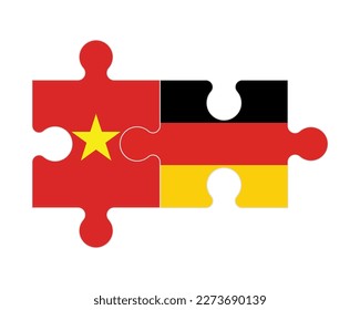 Connected puzzle of flags of Vietnam and Germany, vector