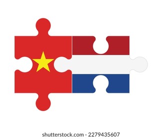 Connected puzzle of flags of Vietnam and Netherlands, vector