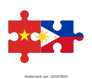 Connected puzzle of flags of Vietnam and Philippines, vector