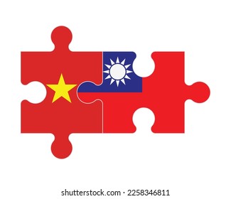 Connected puzzle of flags of Vietnam and Taiwan, vector