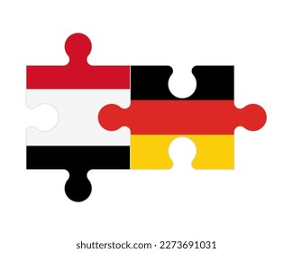 Connected puzzle of flags of Yemen and Germany, vector