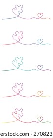 Connected Puzzle Pieces and Hearts in Gradient Colors Representing Unity Love and Togetherness and Relationships