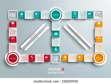 Connected rectangles on the grey background. Eps 10 vector file.