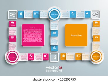 Connected rectangles on the grey background. Eps 10 vector file.