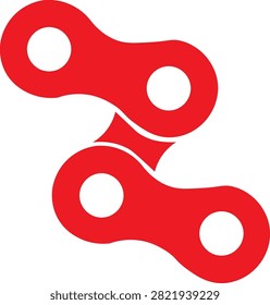 Connected red metal chain links illustration with connection connected teamwork strength hardware industrial interlocked cooperation security fastener mechanism engineering abstract