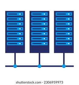 Connected servers in the data center, isolated icon