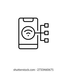 Connected Smartphone Outline Icon Symbolizing Wireless Network Connectivity