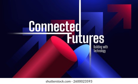 Connected Futures–Futuristic Technology Growth Background with Abstract 3D Arrows and Digital Innovation Theme