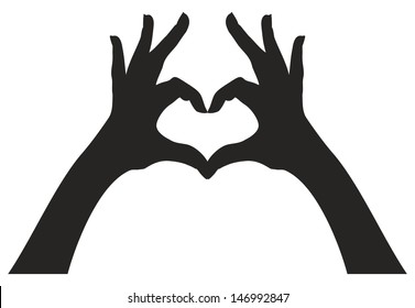 The Connected Two Hands And Heart Silhouette.