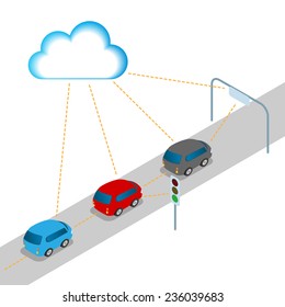 Connected vehicle or Intelligent Car vector illustration