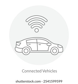 Connected Vehicles Icon – Car with Wireless Signal, Indicating Smart Transportation Integration