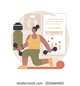 Connected workout abstract concept vector illustration. Digitally connected workout systems, create a personalized program, fitness equipment, smart gym, sport video tutorial abstract metaphor.