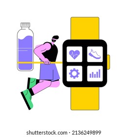 Connected workout abstract concept vector illustration. Digitally connected workout systems, create a personalized program, fitness equipment, smart gym, sport video tutorial abstract metaphor.