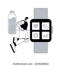 Connected workout abstract concept vector illustration. Digitally connected workout systems, create a personalized program, fitness equipment, smart gym, sport video tutorial abstract metaphor.