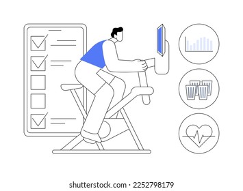 Connected workout abstract concept vector illustration. Digitally connected workout systems, create a personalized program, fitness equipment, smart gym, sport video tutorial abstract metaphor.