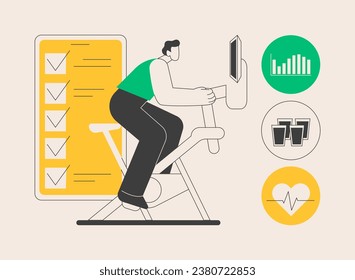 Connected workout abstract concept vector illustration. Digitally connected workout systems, create a personalized program, fitness equipment, smart gym, sport video tutorial abstract metaphor.