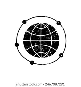 Connected world black hand drawn icon in grunge look