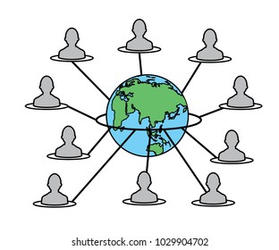 connected world cartoon design illustration