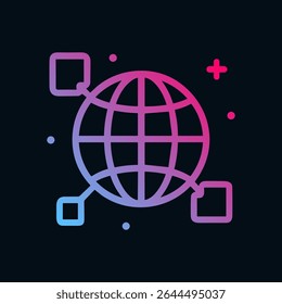 Rede mundial conectada com documentos adicionados. Ilustração de símbolo de ícone
