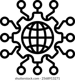 Connected World Vector Lineal Icon On White Background.