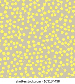 Connected yellow circles on beige background. Seamless vector pattern