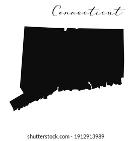 Connecticut black silhouette vector map. Editable high quality illustration of the American state of Connecticut simple map