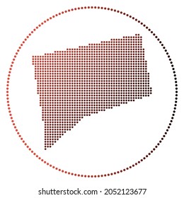 Connecticut digital badge. Dotted style map of Connecticut in circle. Tech icon of the US state with gradiented dots. Captivating vector illustration.