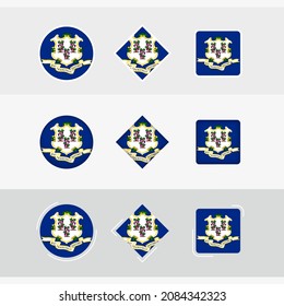 Connecticut flag icons set, vector flag of Connecticut. Three versions of icon.