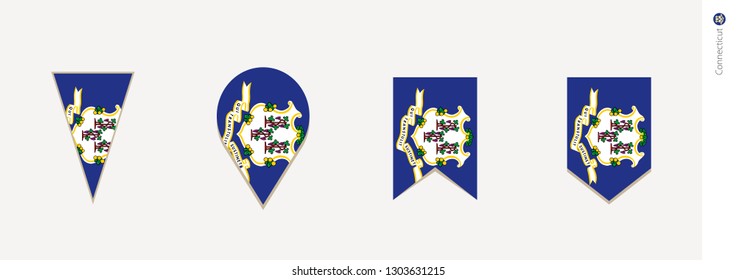 Connecticut flag in vertical design, vector illustration.
