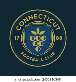 Connecticut Football Club, USA. Emblem des Fußballvereins. Fußball-Abzeichen Schild-Logo, Fußball-Team Spiel Club Elemente.