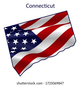Connecticut full of American flag waving in the wind