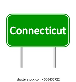 Connecticut green road sign isolated on white background