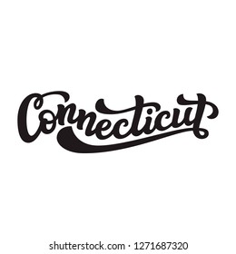 Connecticut. Hand drawn US state name isolated on white background. Modern calligraphy for posters, cards, t shirts, souvenirs, stickers. Vector lettering typography