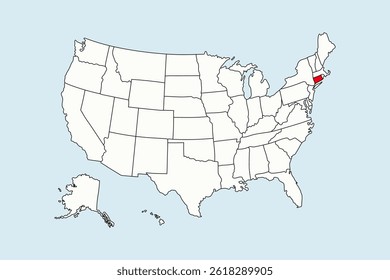 Connecticut destaque em EUA mapa isolado no fundo azul