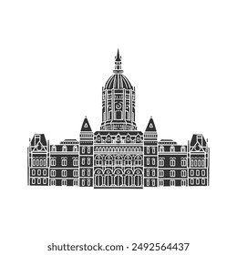 Connecticut Icon Silhouette Illustration. State Capitol Vector Graphic Pictogram Symbol Clip Art. Doodle Sketch Black Sign.