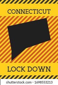 Connecticut Lockdown Sign. Yellow US state pandemic danger icon. Vector illustration.
