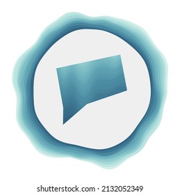 Connecticut logo. Badge of the us state. Layered circular sign around Connecticut border shape. Captivating vector illustration.