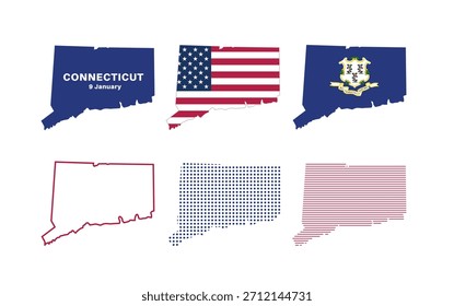 Connecticut-Karte. Karte des amerikanischen Bundesstaates Connecticut in verschiedenen Ausführungen