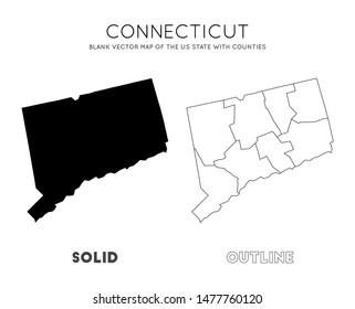 Connecticut map. Blank vector map of the Us State with counties. Borders of Connecticut for your infographic. Vector illustration.