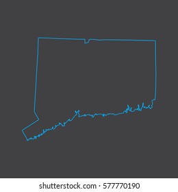 Connecticut map blue outline stroke line style
