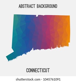 Connecticut map in geometric polygonal,mosaic style.Abstract tessellation,modern design background,low poly. Geometric cover, mockup. Vector illustration.