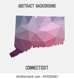 Connecticut map in geometric polygonal,mosaic style.Abstract tessellation,modern design background,low poly. Vector illustration.