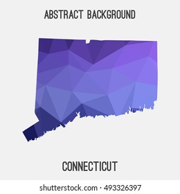 Connecticut map in geometric polygonal,mosaic style.Abstract tessellation,modern design background,low poly. Vector illustration.