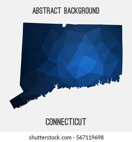 Connecticut map in geometric polygonal,mosaic style.Abstract tessellation,modern design background. Vector illustration EPS8