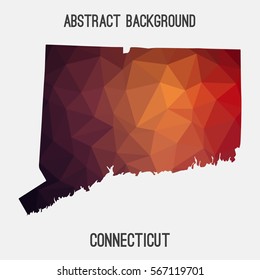 Connecticut map in geometric polygonal,mosaic style.Abstract tessellation,modern design background. Vector illustration EPS8